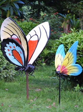 户外园林景观花园庭院装饰仿真大蝴蝶玻璃钢雕塑公园草坪布置