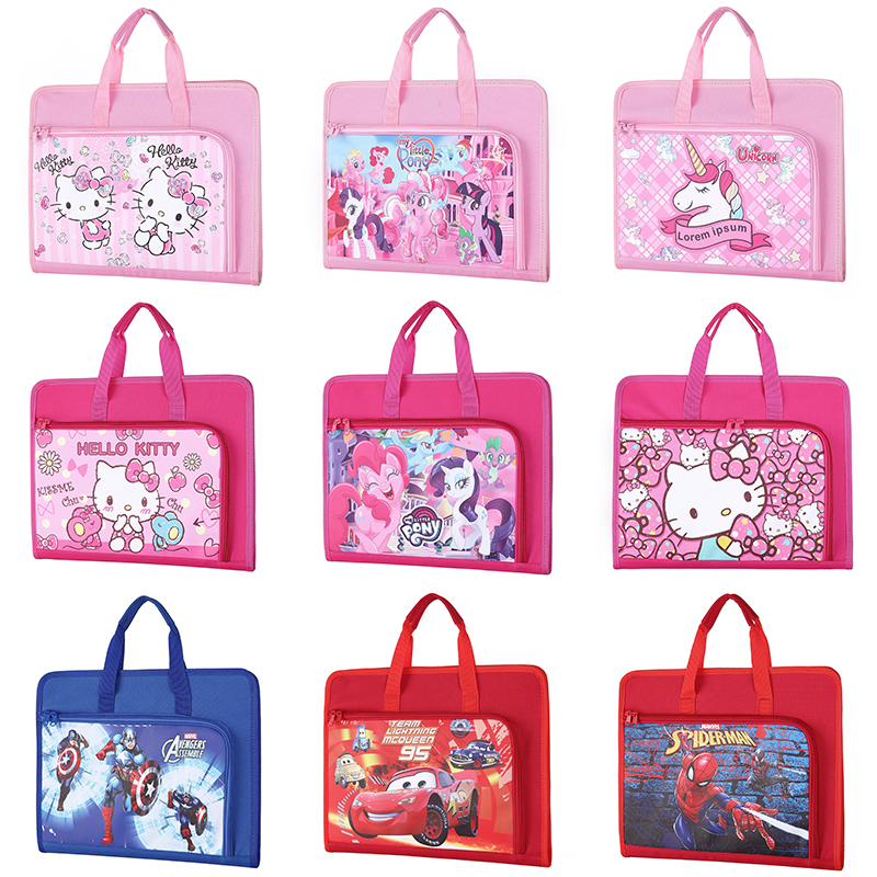 风琴包多层文件夹学生用试卷收纳可爱A4帆布手提大容量补习袋补课 - 图0