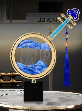 客厅装饰水晶桌面装饰品高档大气琵琶流沙画室摆设