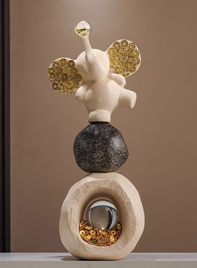 招财大象陶瓷摆件乔迁礼物