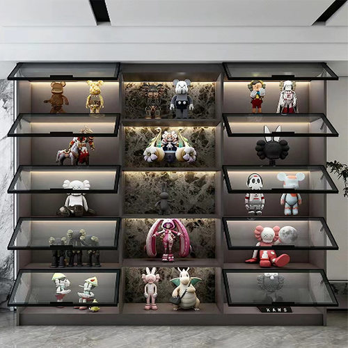 轻奢手办展示柜乐高玩具陈列储物柜玻璃门简约现代防尘书柜展示架 - 图1