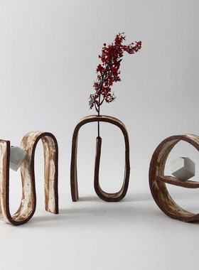 新中式侘寂风复古怀旧陶瓷铁锈色做旧花器花瓶摆件样板间果盘装饰