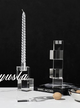 极简轻奢家居客厅餐桌面创意水晶烛台摆件样板房间售楼处软装饰品