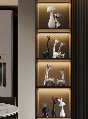 猫咪摆件高级感小众客厅电视柜展示柜酒柜装饰品家居艺术轻奢高档