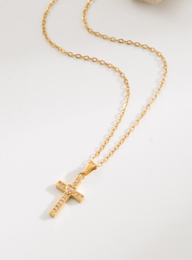 2025新款十字架钛钢项链欧美