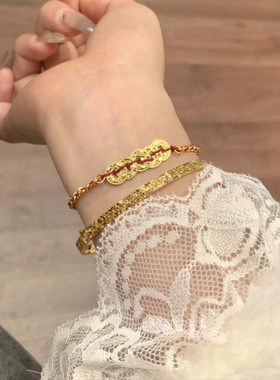 五帝钱编织红绳手链女马年本命年