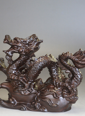 黑檀木雕龙摆件实木十二生肖龙摆设家居客厅办公室装饰工艺品送礼