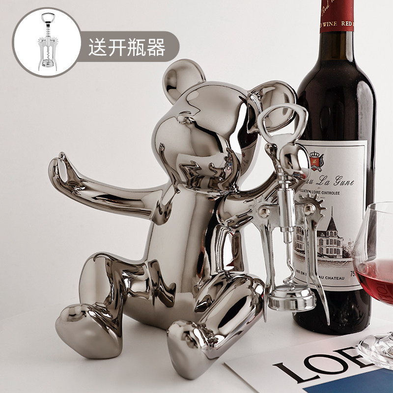 创意暴力熊红酒架高档陶瓷现代家居客厅酒架酒柜软装饰品,淘宝优惠券,粉丝福利购,淘宝优惠卷