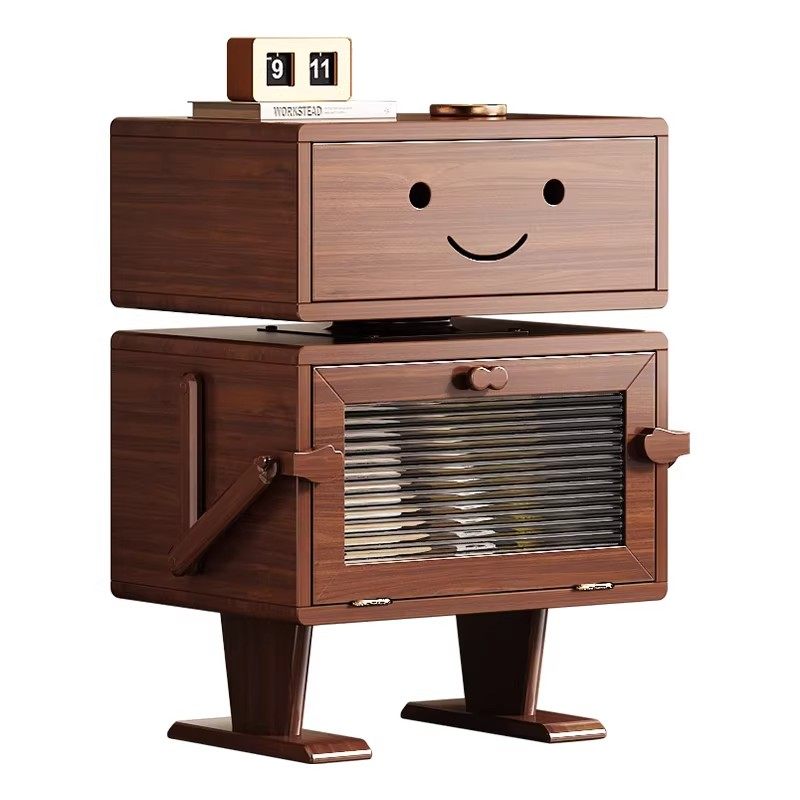 中古床头柜矮斗实木柜卧室带灯客厅家用创意边柜机器人儿童床边柜,淘宝优惠券,粉丝福利购,淘宝优惠卷