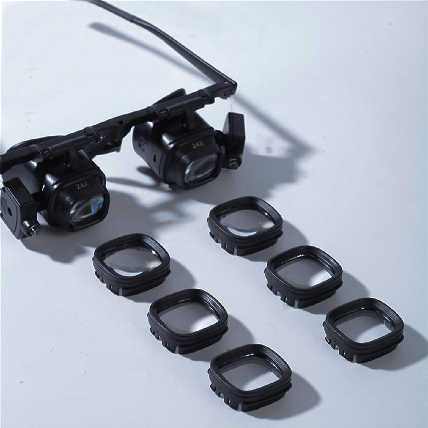 High magnification 24x head-mounted glasses portable watch repair magnifying glass LED lamp for electronic component welding