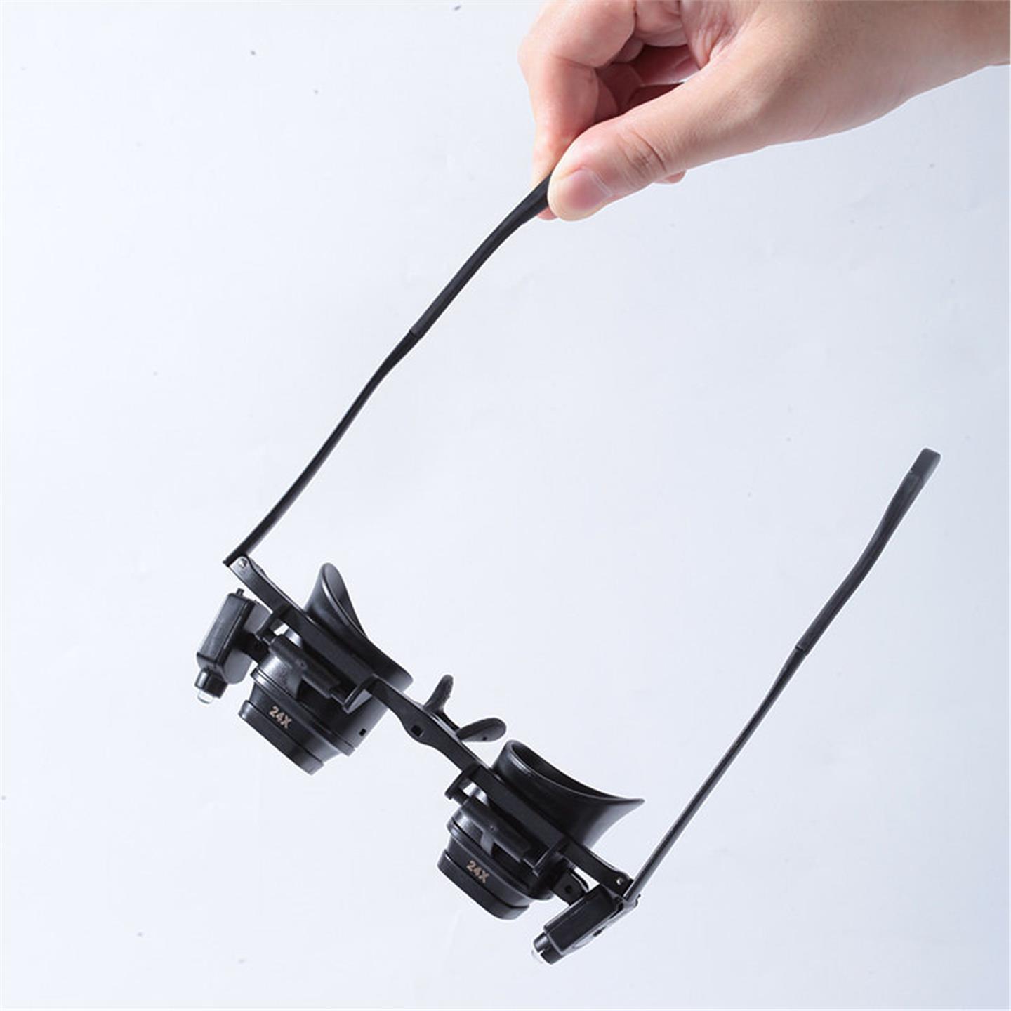 High magnification 24x head-mounted glasses portable watch repair magnifying glass LED lamp for electronic component welding