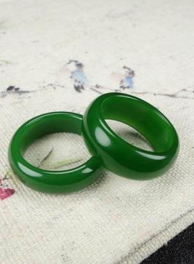 赌神同款戒指碧玉戒指和田玉菠菜绿指环男女戒指打麻将和田玉指环