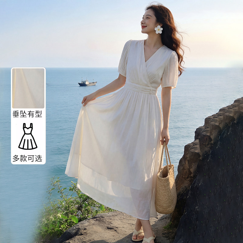 Artsdon/阿仕顿春夏季女士新款茶歇碎花欧货显瘦长袖过膝连衣裙