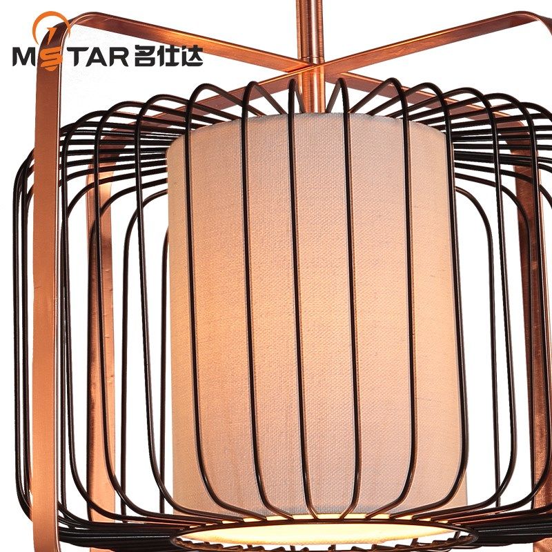 新中式铁艺鸟笼吊灯设计师创意饭厅餐厅卧室茶室酒楼艺术布艺吊灯,淘宝优惠券,粉丝福利购,淘宝优惠卷