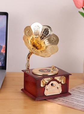 复古留声机音乐盒八音盒创意家居客厅玄关装饰品拍照道具