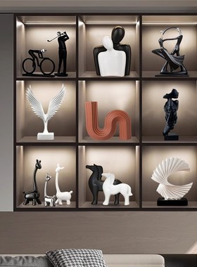 现代别墅家居客厅高档大平层电视柜酒柜装饰餐边柜工艺品