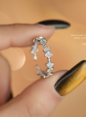 森系轻奢高级感蝴蝶戒指女s925银