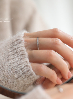 小众设计竹节戒指女s999纯银