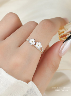 S925银韩版ins桃花朵朵戒指