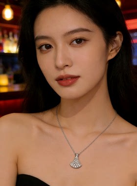 NY纯银扇形大小裙子吊坠项链