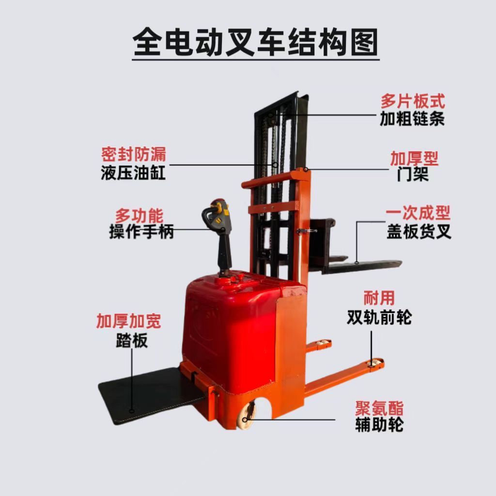 电动叉车2吨搬运车堆高车液压可升降升高堆垛车小型叉车装卸推车 - 图2