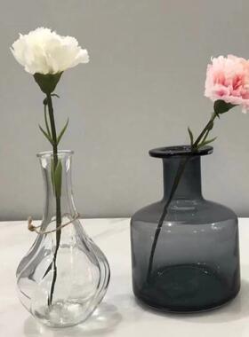 北欧烟灰色半透明花瓶翻口ins风干花鲜花插花器摆件桌面装饰摆件