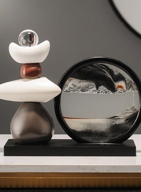 时来运转流沙画摆件客厅酒柜电y视柜玄关高档装饰品办公室旺事业