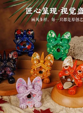 瓦猫云南大d理丽江手工陶瓷手绘文创小摆件送人礼物招财开业装饰