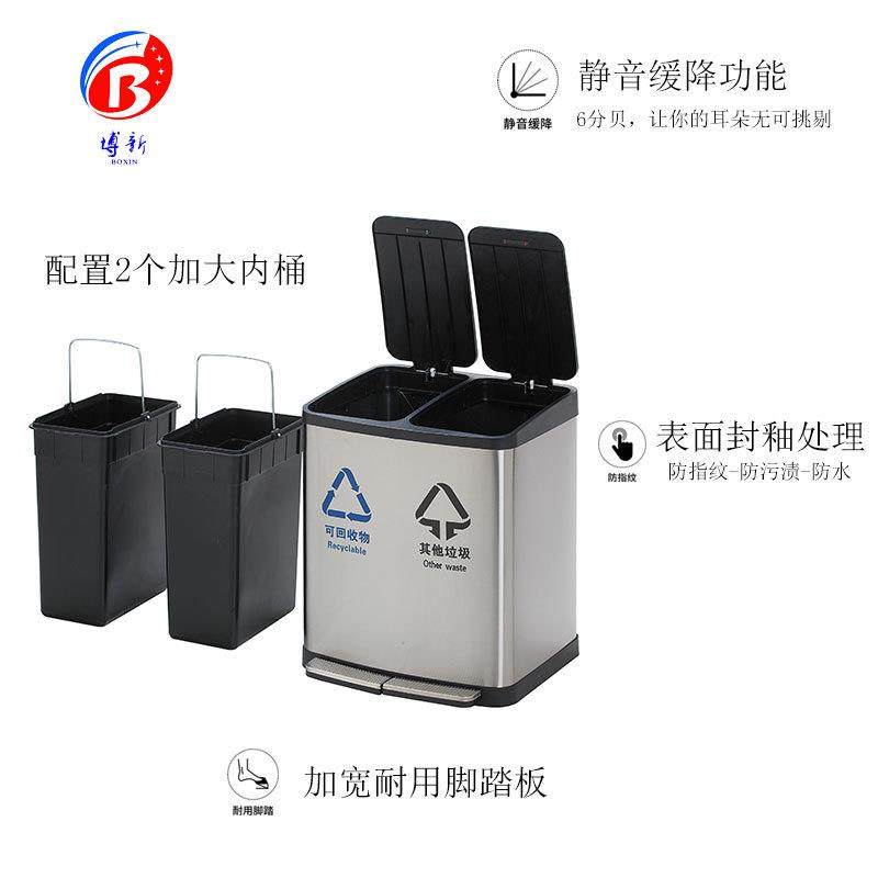 不锈钢脚踏式垃圾桶带盖分类办公楼防指纹18L大容量商用,淘宝优惠券,粉丝福利购,淘宝优惠卷