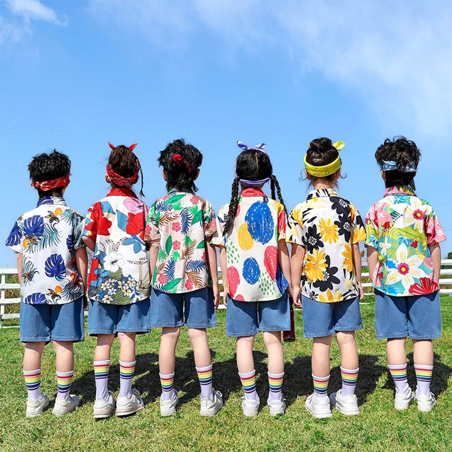 儿童港风演出服男童花衬衫小学生啦啦队幼儿园毕业照舞蹈表演服装,淘宝优惠券,粉丝福利购,淘宝优惠卷