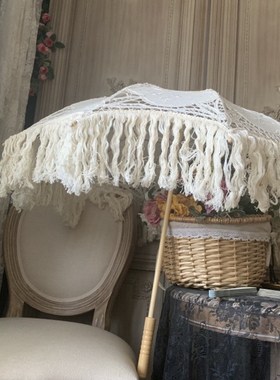 婚纱摄影道具外景街拍旅拍新娘婚礼流苏蕾丝伞复古油画风洋伞