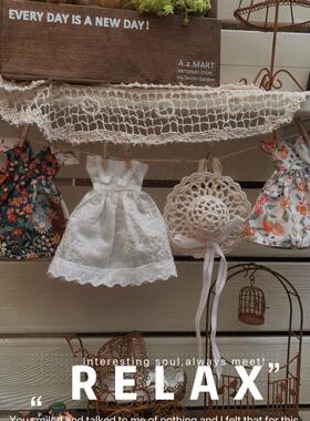迷你娃娃衣服碎花连衣裙纯手工可爱挂件园艺杂货公主裙衣服布艺