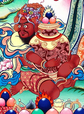 棉布画 五路财神背景墙挂画 玄关财神画 棉布挂画