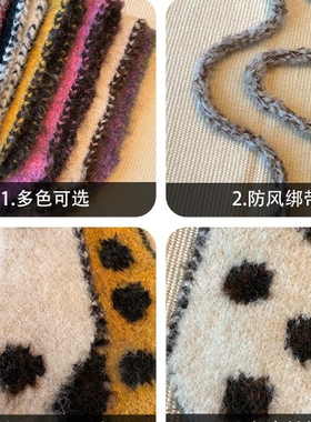 秋冬保暖波点针织绑带女士耳罩