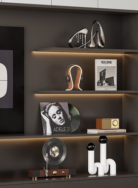 现代轻奢高级感电视柜摆件客厅z壁龛开放格小众艺术音乐主题装饰