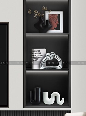 轻奢装饰品摆件高级感小众开放格壁龛艺I术软装客厅酒柜电视柜摆