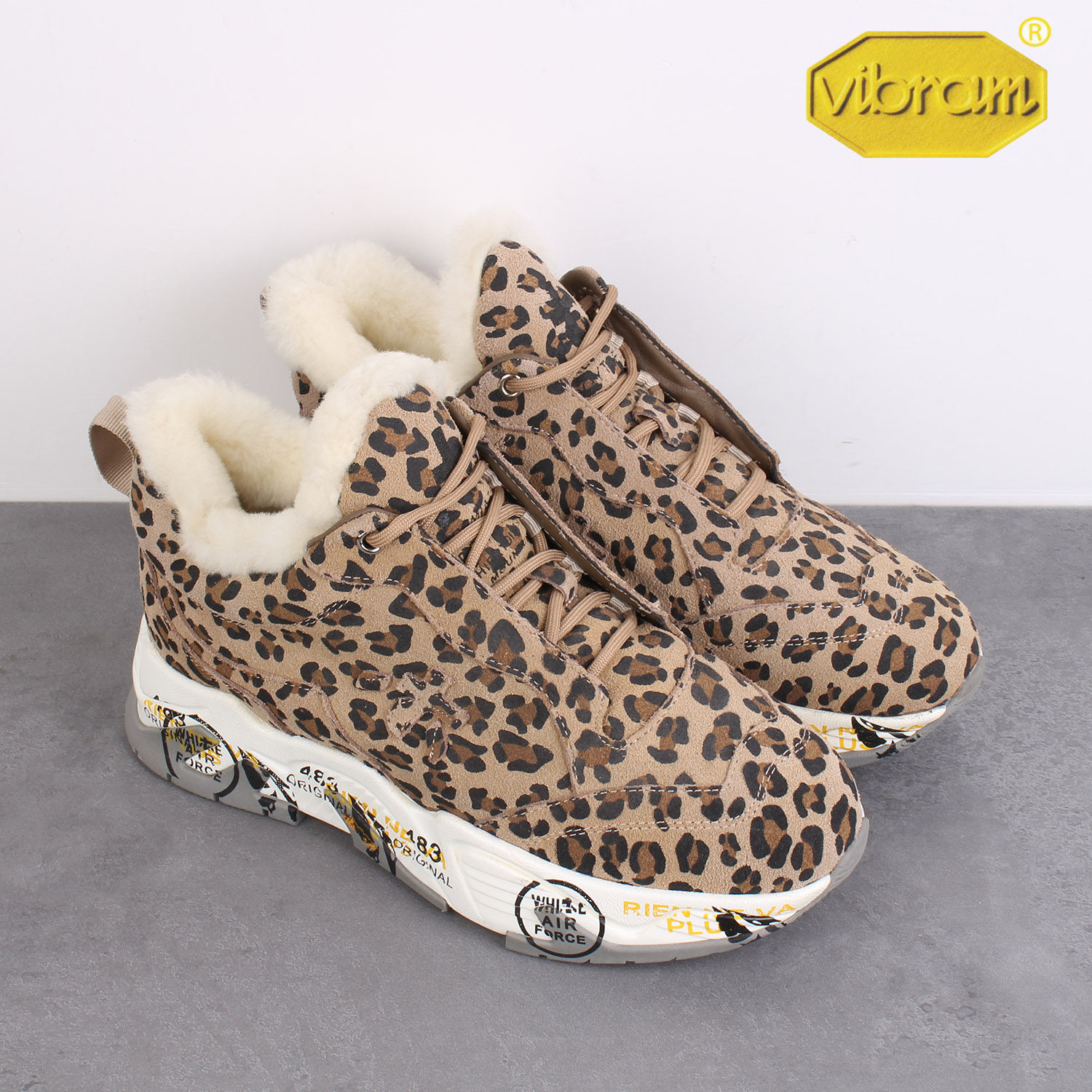 外贸订单 冬季女子反绒牛皮V底羊毛豹纹休闲鞋轻便时尚真皮运动鞋,淘宝优惠券,粉丝福利购,淘宝优惠卷