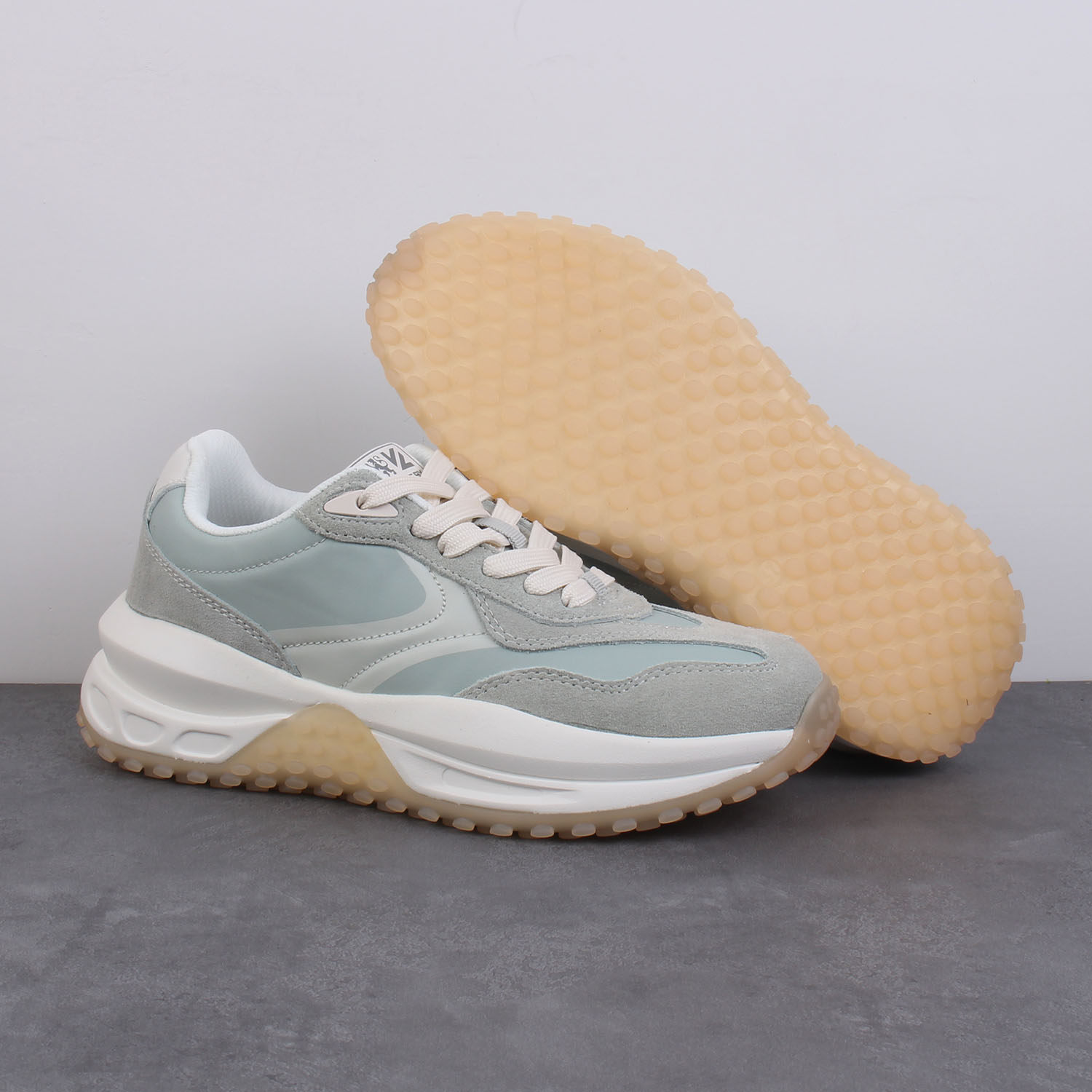 外贸原单女士网布透气休闲鞋复古老爹鞋低帮防滑耐磨真皮运动鞋女