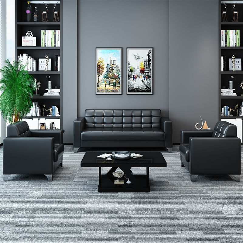 办公沙发现代简约新款三人位办公室会客接待商务小型时尚茶几 - 图2