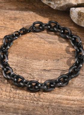 祥饰帝黑色拉丝十字链手链