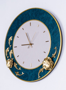 新中式圆形创意挂钟客厅沙发墙玄关书房家居墙壁挂钟装饰静音钟表