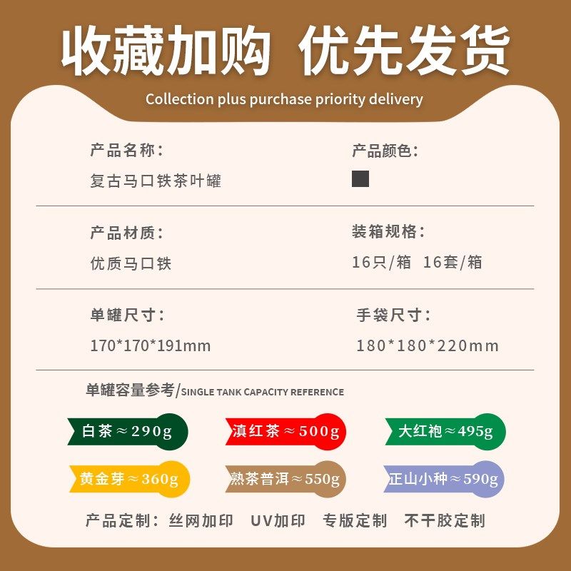 一斤装茶叶罐生普洱茶叶大号茶叶罐白茶散茶储存罐陈皮铁盒大容量,淘宝优惠券,粉丝福利购,淘宝优惠卷