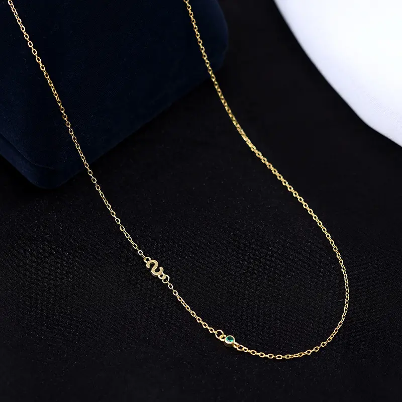 s925银极简s字母素链项链女小众设计镶钻颈链时尚百搭配饰 - 图1