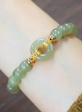 新款如日方升天然仿和田玉手串复古典雅小众设计感手链七夕礼物送