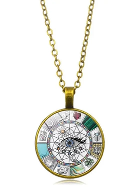 符魔法幸运符号邪恶之眼吊坠项链女欧美饰品复古毛衣链