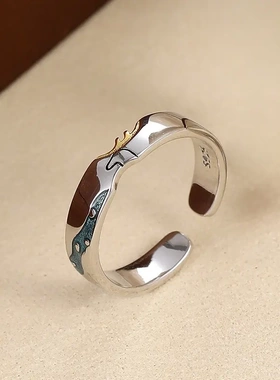 s925情侣对戒戒指森系情人节纪念礼物男女一对指环