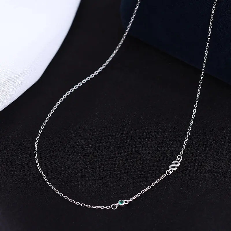 s925银极简s字母素链项链女小众设计镶钻颈链时尚百搭配饰 - 图0