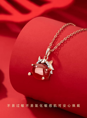 新年红色抱抱福马项链女