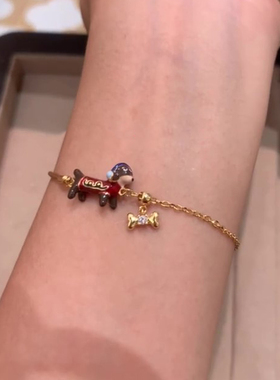 复古滴釉腊肠狗手链女