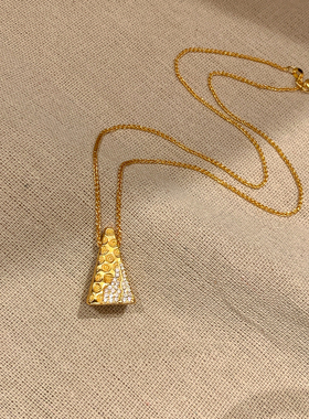 金色可爱奶酪吊坠项链女